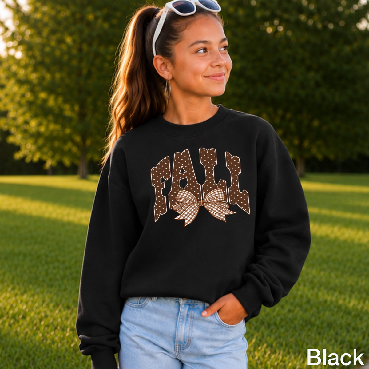 Fall Gingham Youth Crewneck Sweatshirt