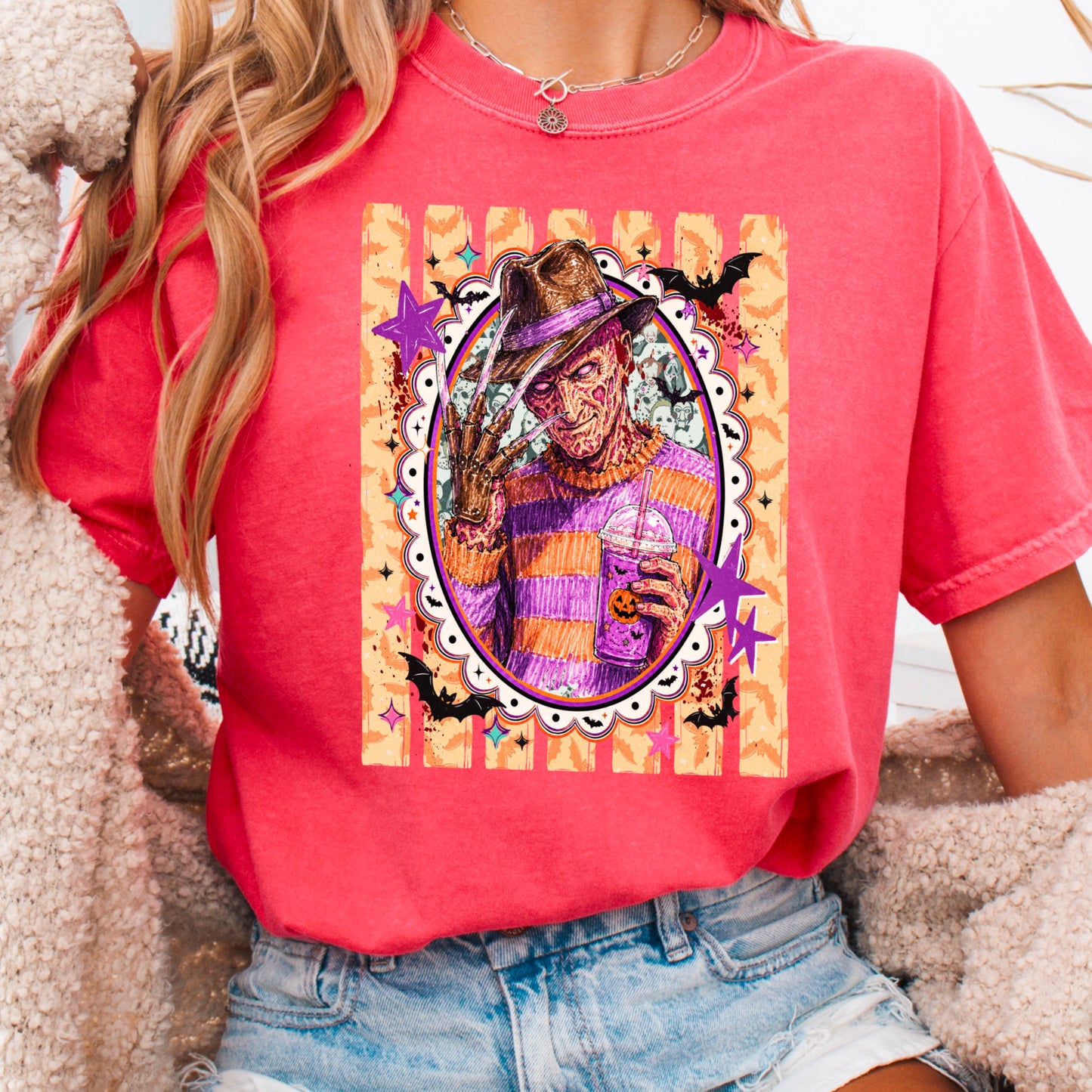 Horror Film Character Halloween Comfort Color Graphic Tee