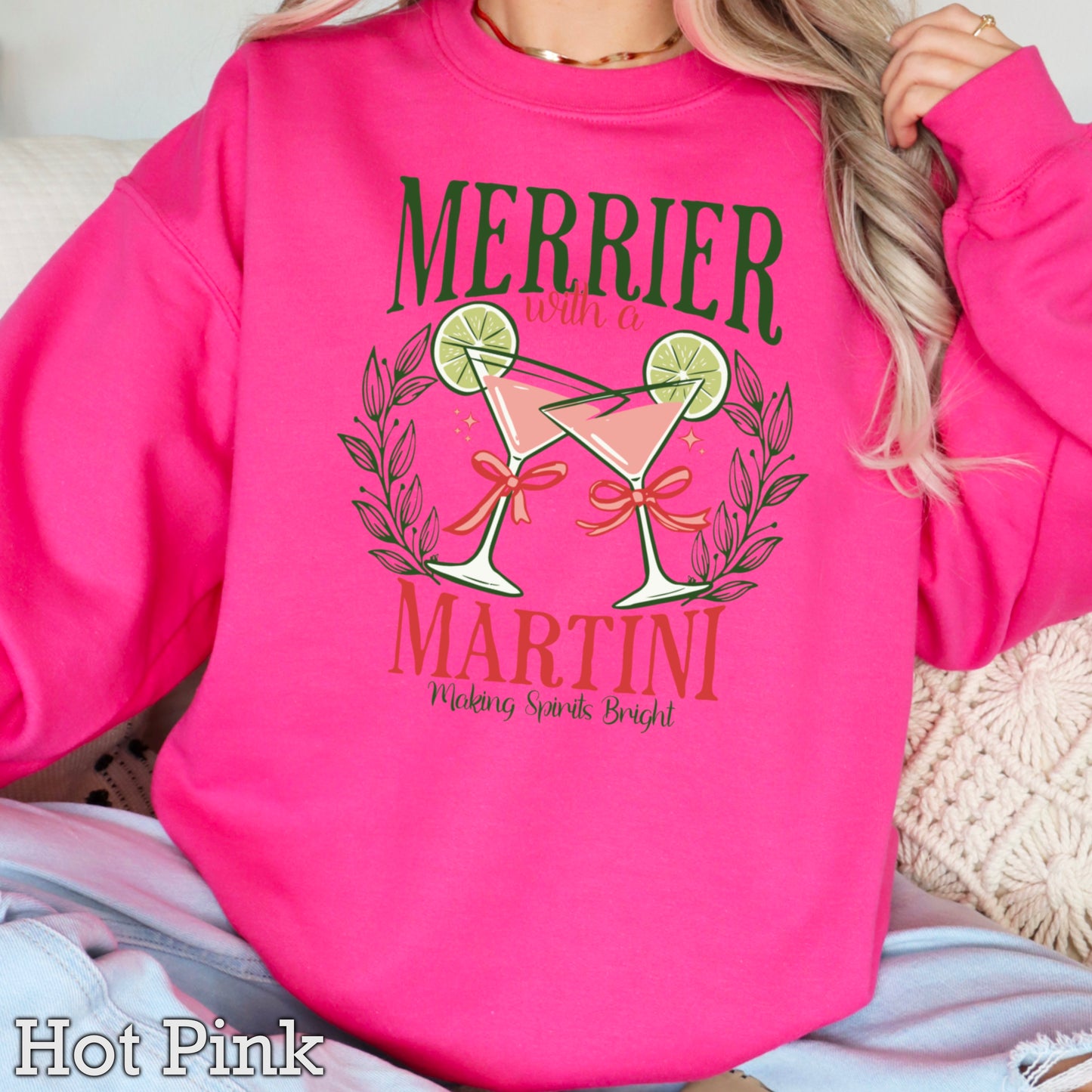 Merrier With A Martini Christmas Crewneck Sweatshirt