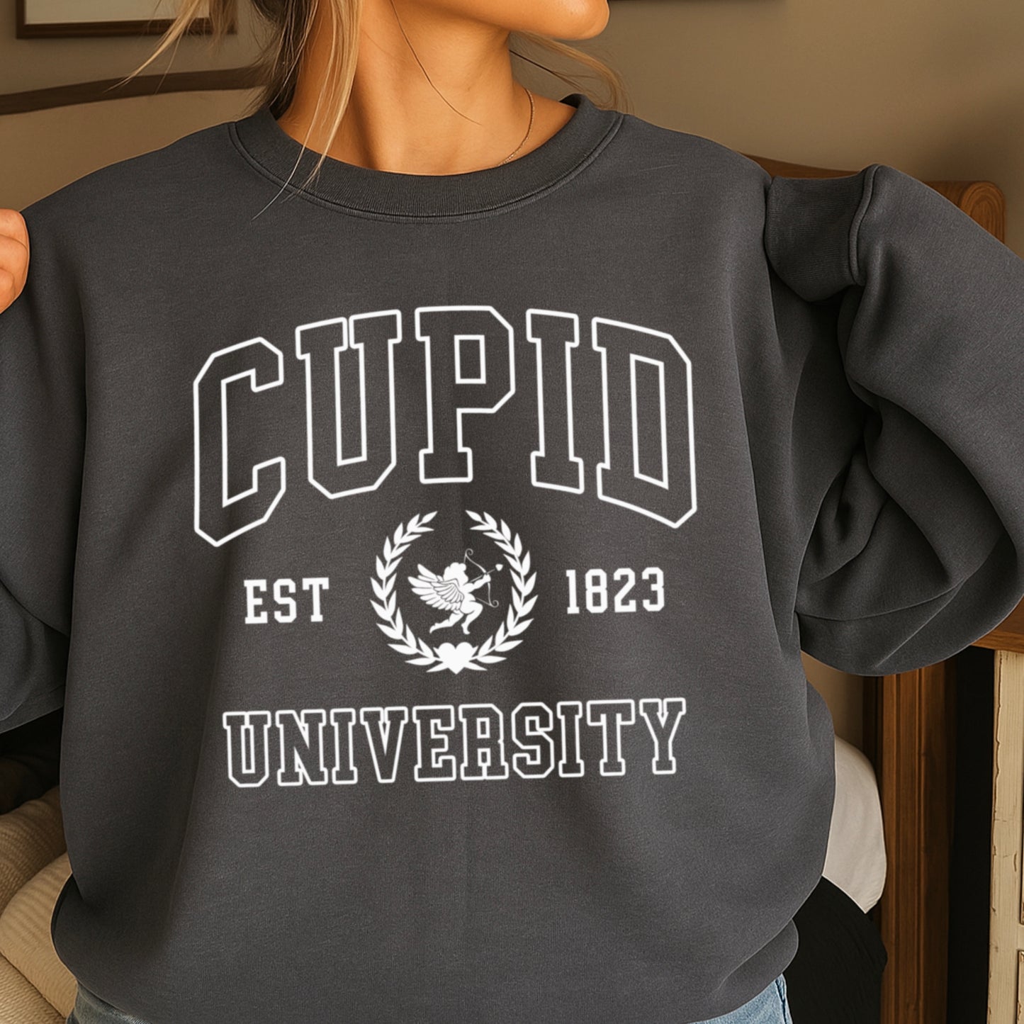 Cupid University Valentine’s Day Crewneck Sweatshirt