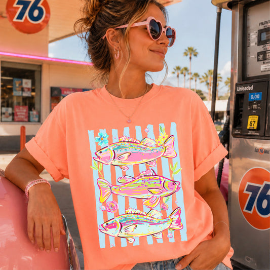 Fish Trio Comfort Color Graphic Tee
