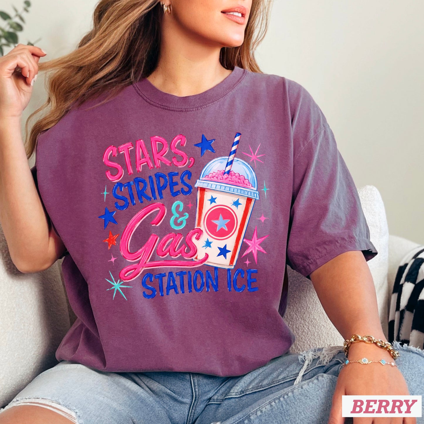 Stars Stripes & Gas Station Ice Comfort Color Graphic Tee