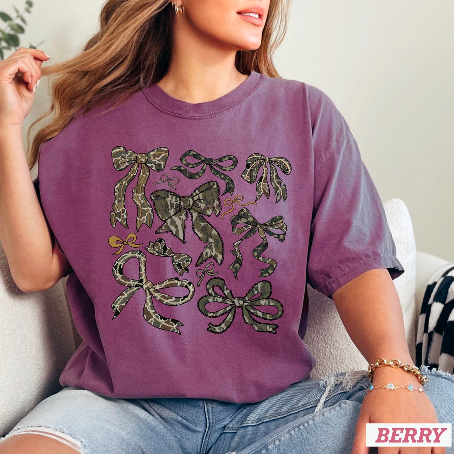 Camo Bows Comfort Color Graphic Tee