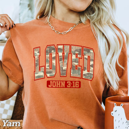 Camo John 3:16 Valentine’s Day Comfort Color Graphic Tee