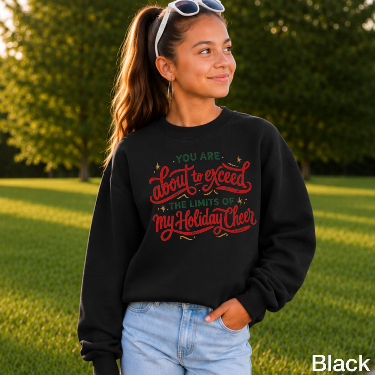 You Are About To Exceed My Limits Of Holiday Cheer Christmas Youth Crewneck Sweatshirt