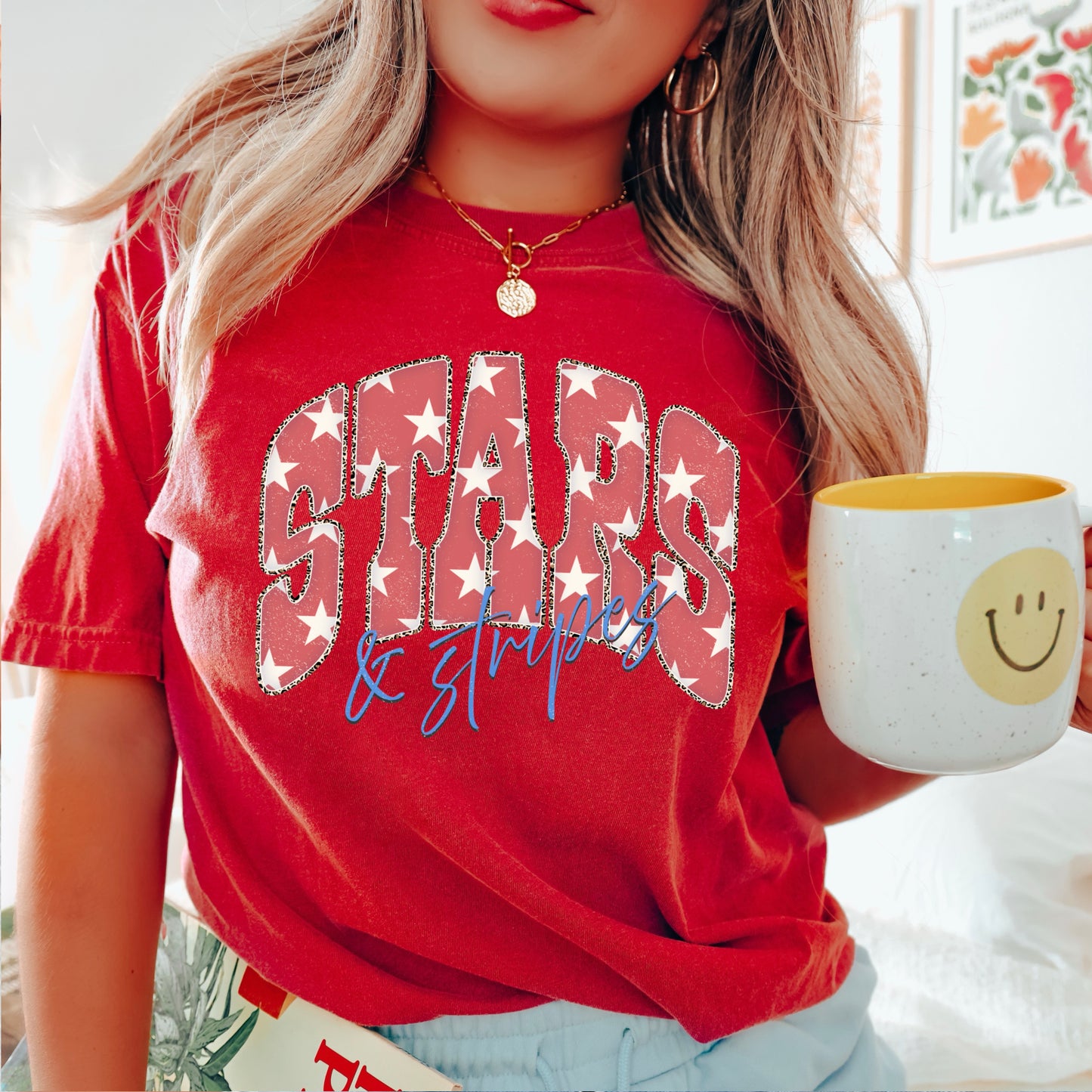 Stars & Stripes July 4th Comfort Color Graphic Tee