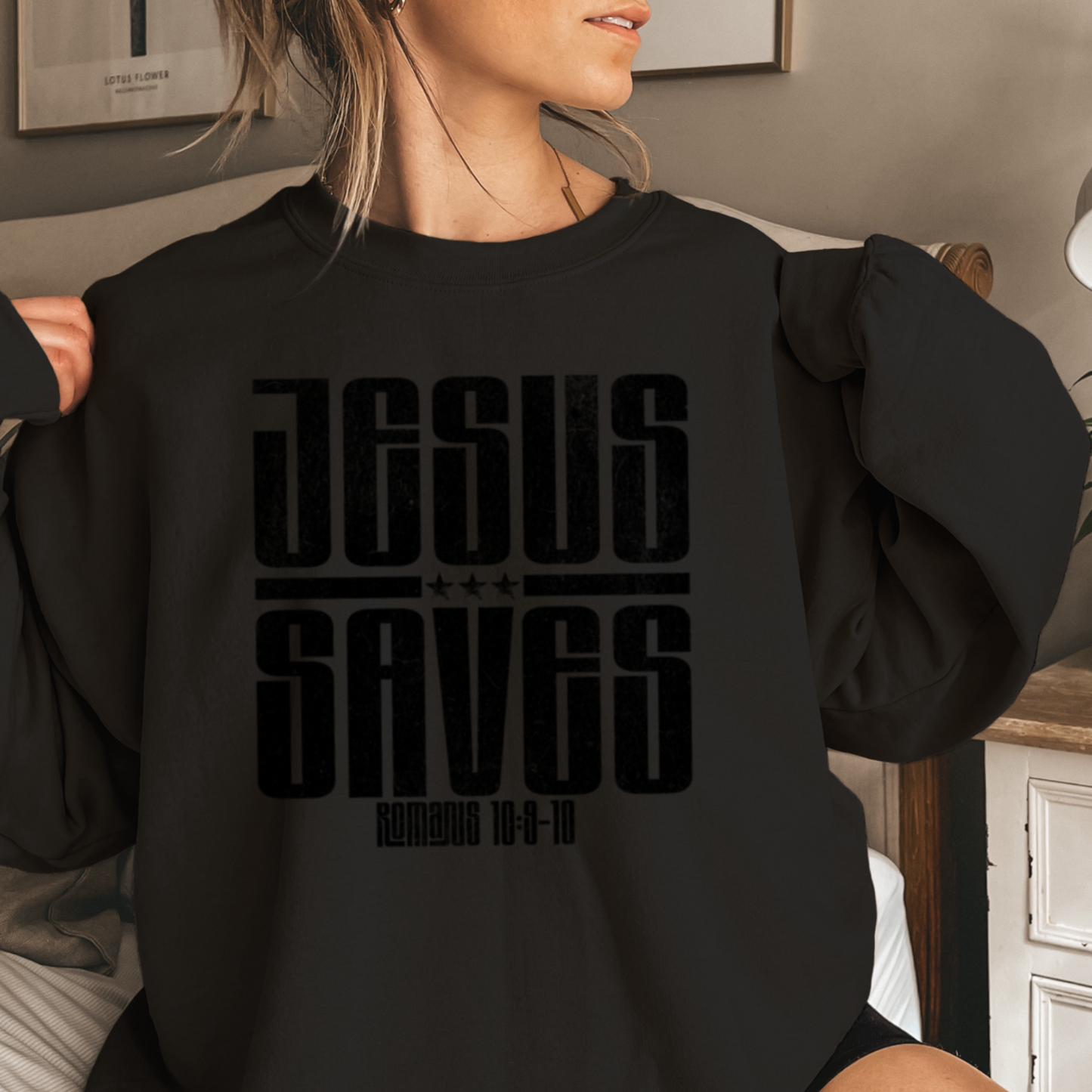 Jesus Saves Graphic Crewneck Sweatshirt