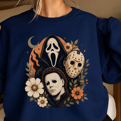 Floral Halloween Characters Crewneck Sweatshirt