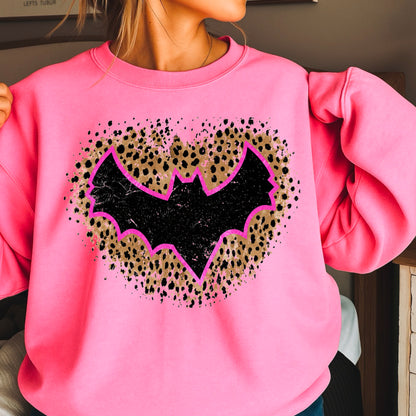 Leopard Bat Halloween Crewneck Sweatshirt