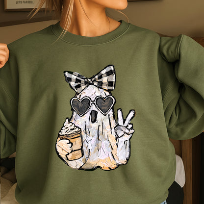 Preppy Ghost Halloween Crewneck Sweatshirt
