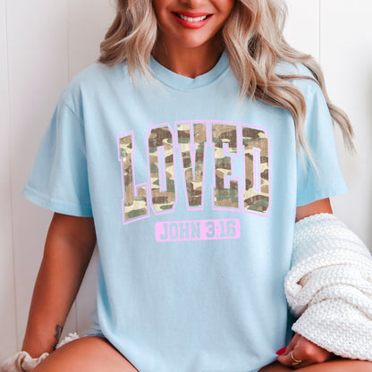 Camo John 3:16 Valentine’s Day Comfort Color Graphic Tee
