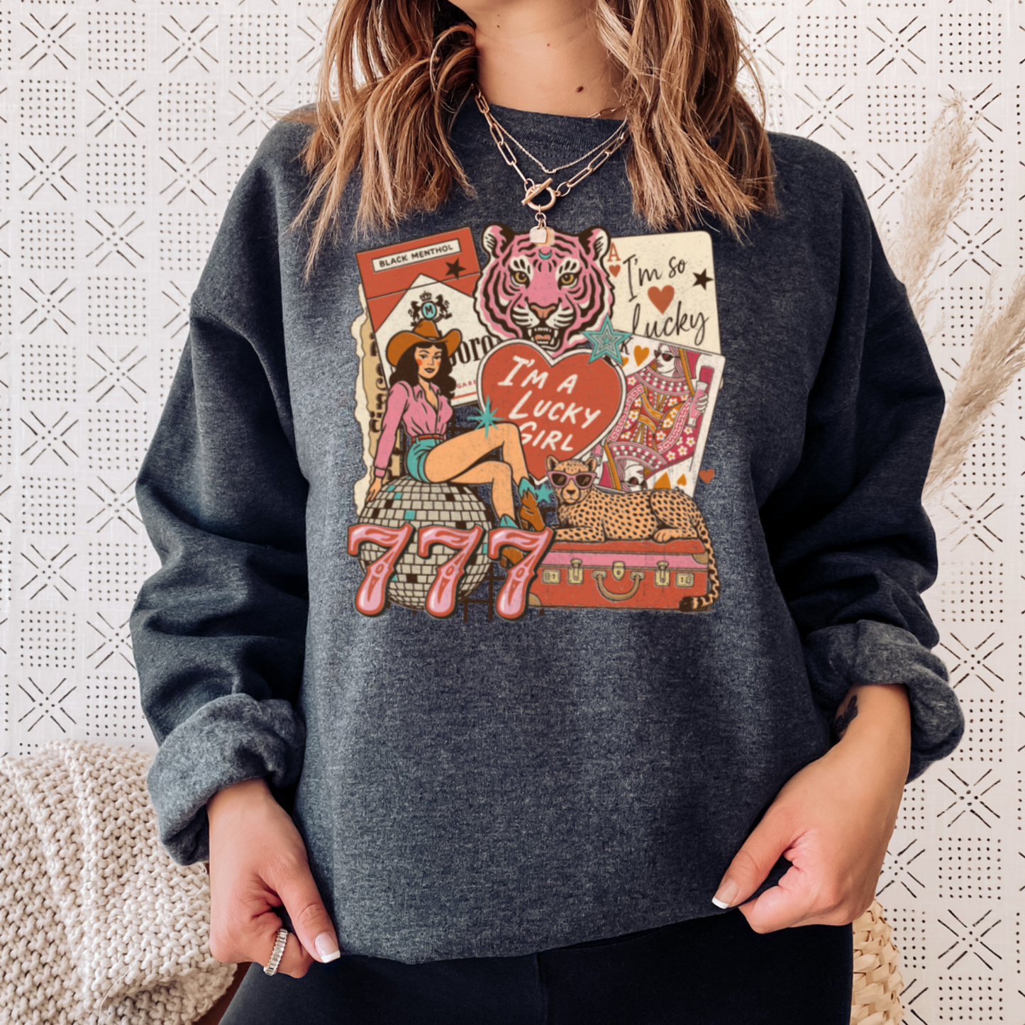 Lucky Girl Graphic Crewneck Sweatshirt
