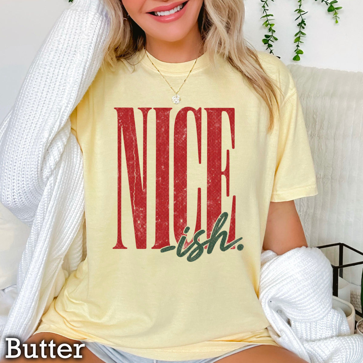 Nice -ish Christmas Comfort Color Graphic Tee