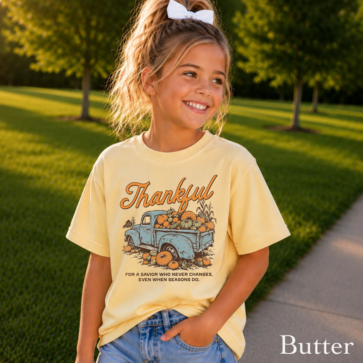 Thankful For A Savior Youth Comfort Color T-Shirt