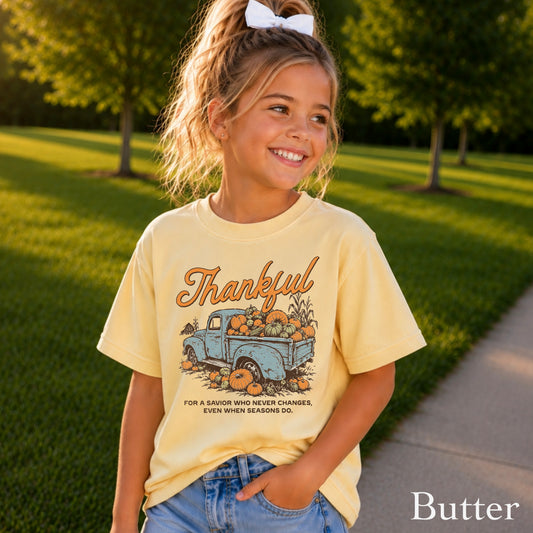 Thankful For A Savior Youth Comfort Color T-Shirt