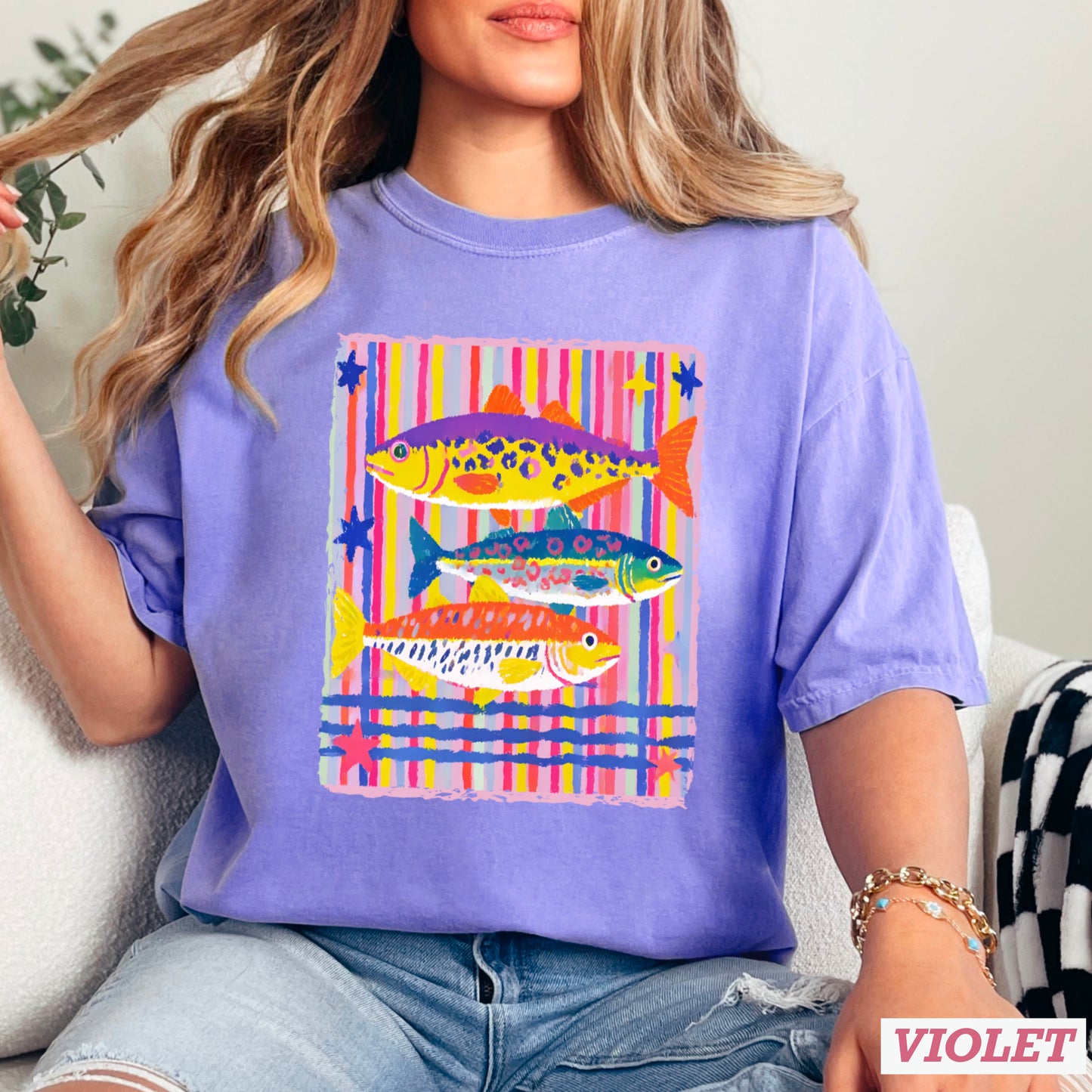 Preppy Fish Comfort Color Graphic Tee