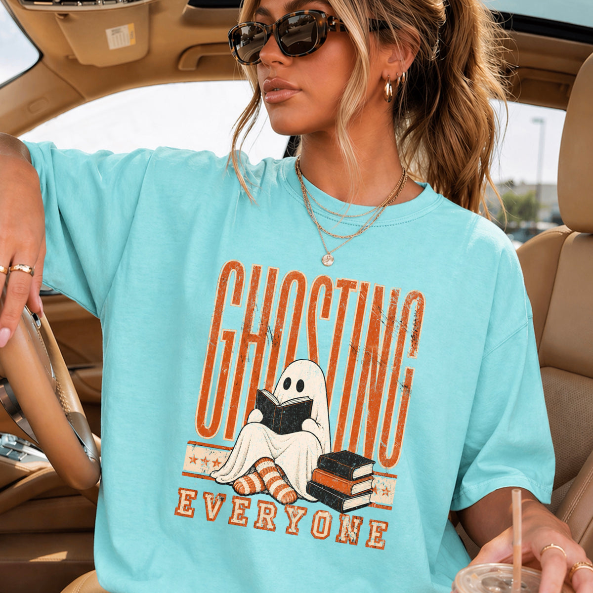 Ghosting Everyone Halloween Comfort Color Graphic Tee