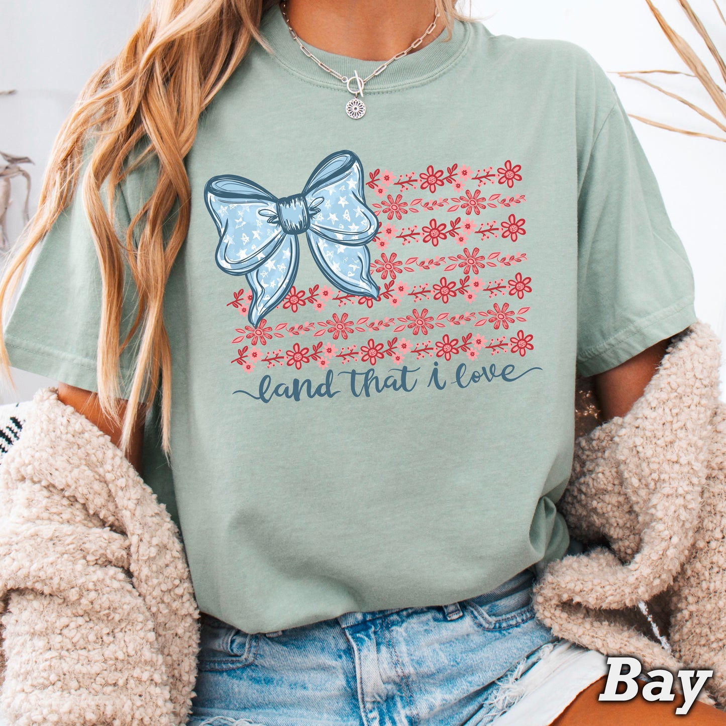 Land Of The Free Patriotic Comfort Color Graphic Tee