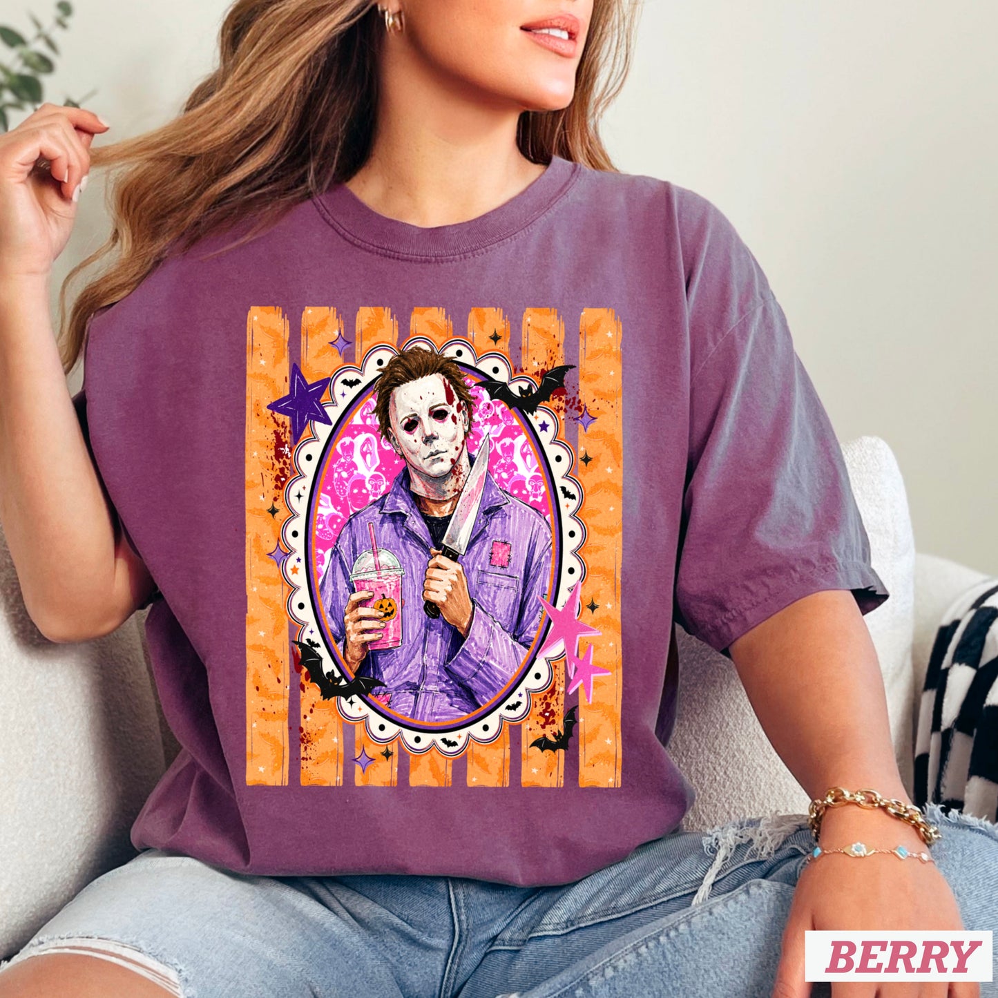 Horror Film Character Halloween Comfort Color Graphic Tee