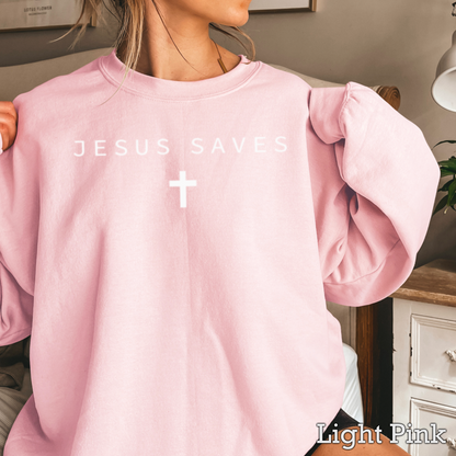 Jesus Saves Graphic Crewneck Sweatshirt