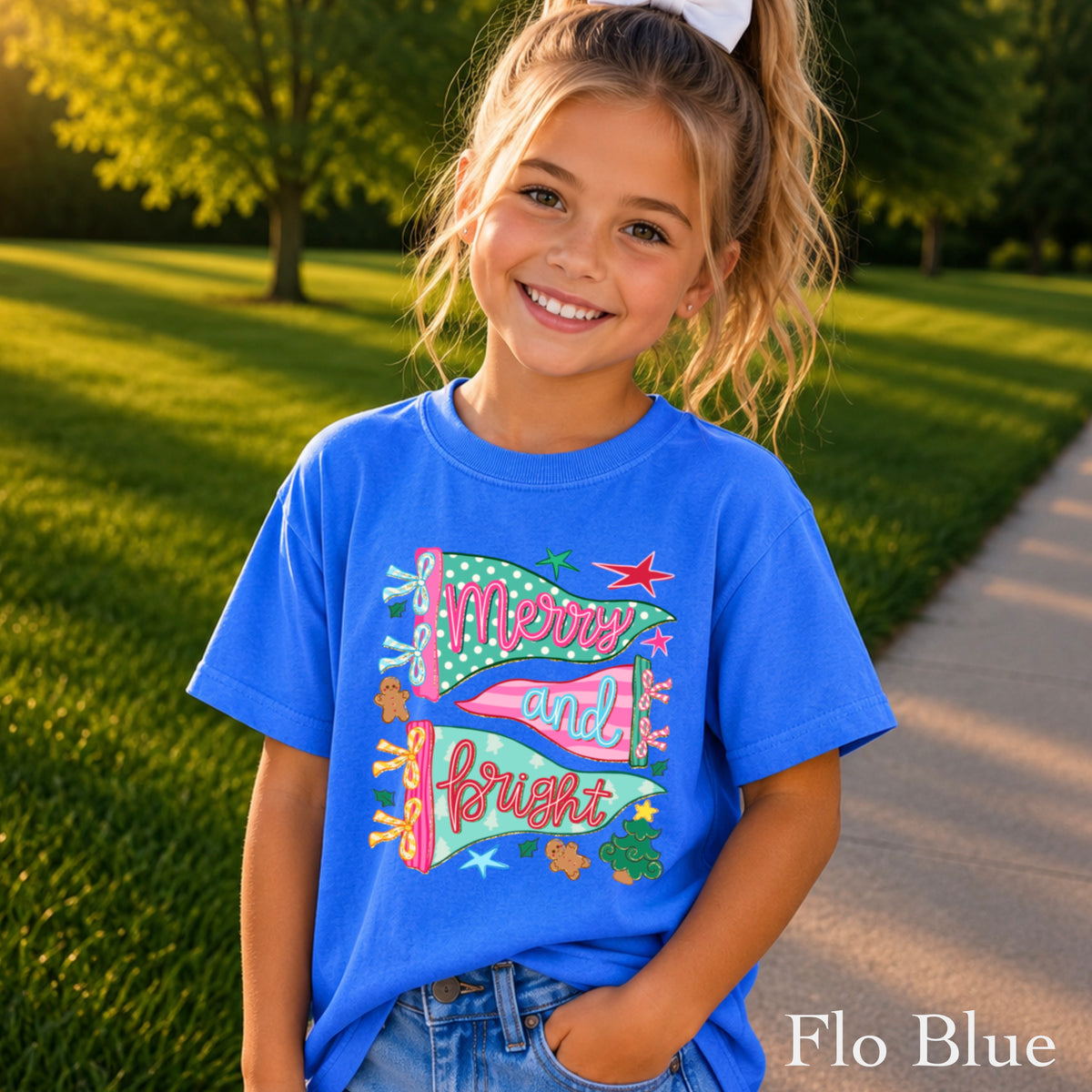 Merry & Bright Christmas Youth Comfort Color T-Shirt