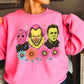 Floral Horror Film Characters Halloween Crewneck Sweatshirt