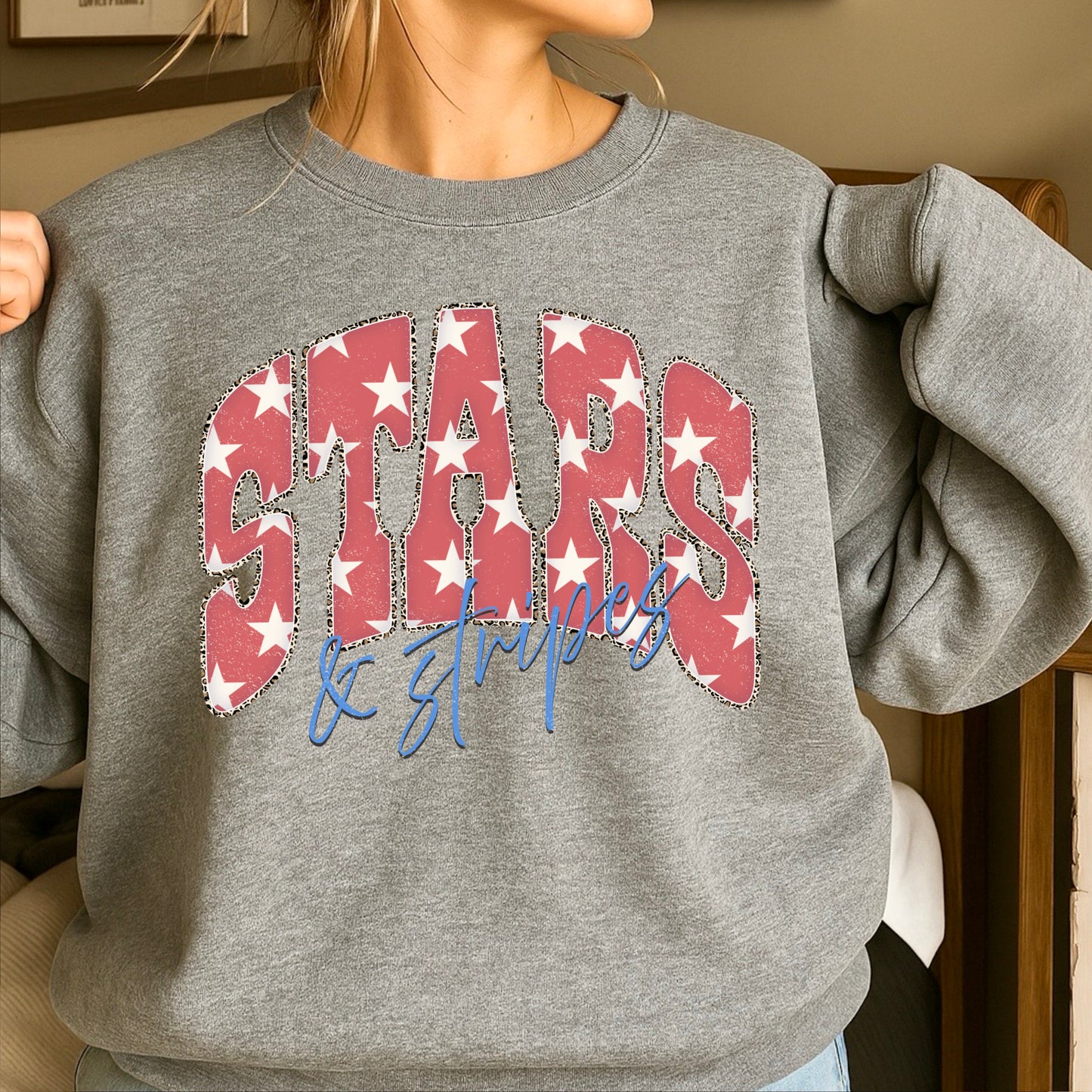 Stars & Stripes July4th Crewneck Sweatshirt
