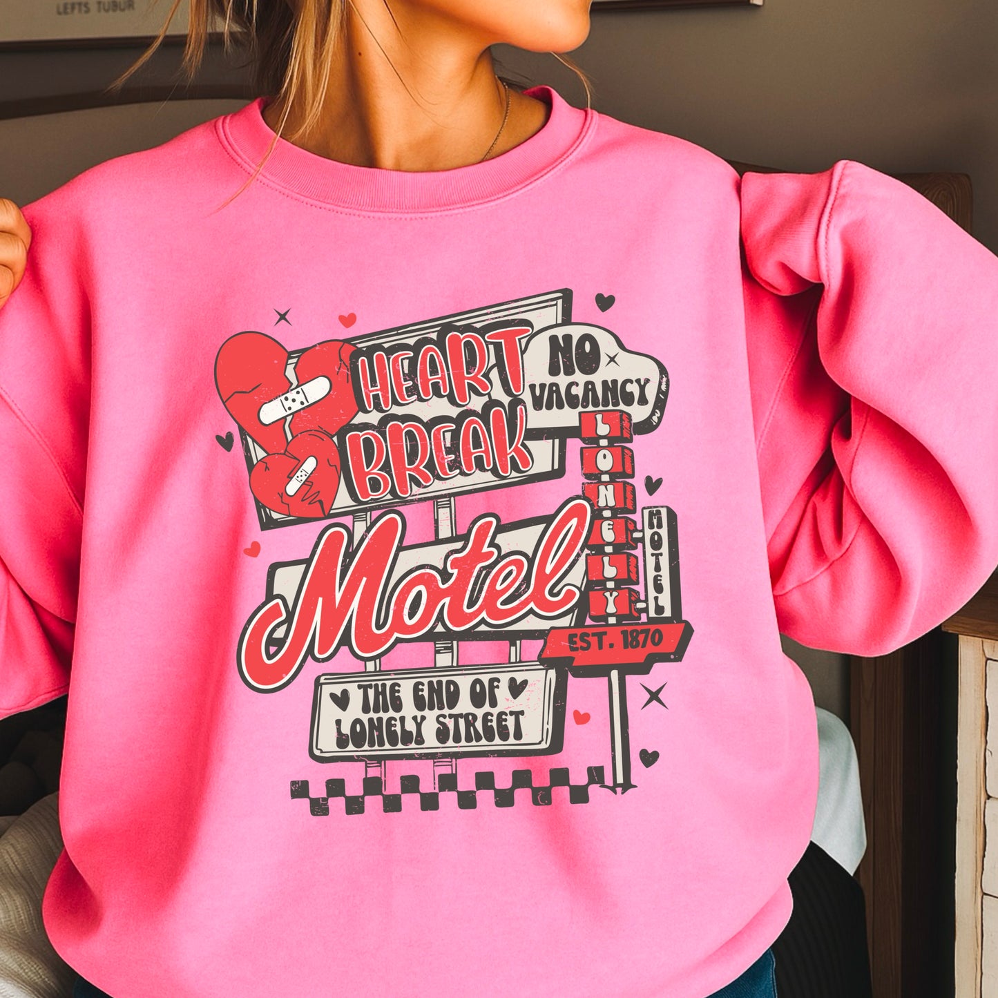 Heart Break Motel Valentine’s Day Crewneck Sweatshirt