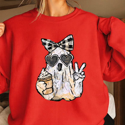 Preppy Ghost Halloween Crewneck Sweatshirt