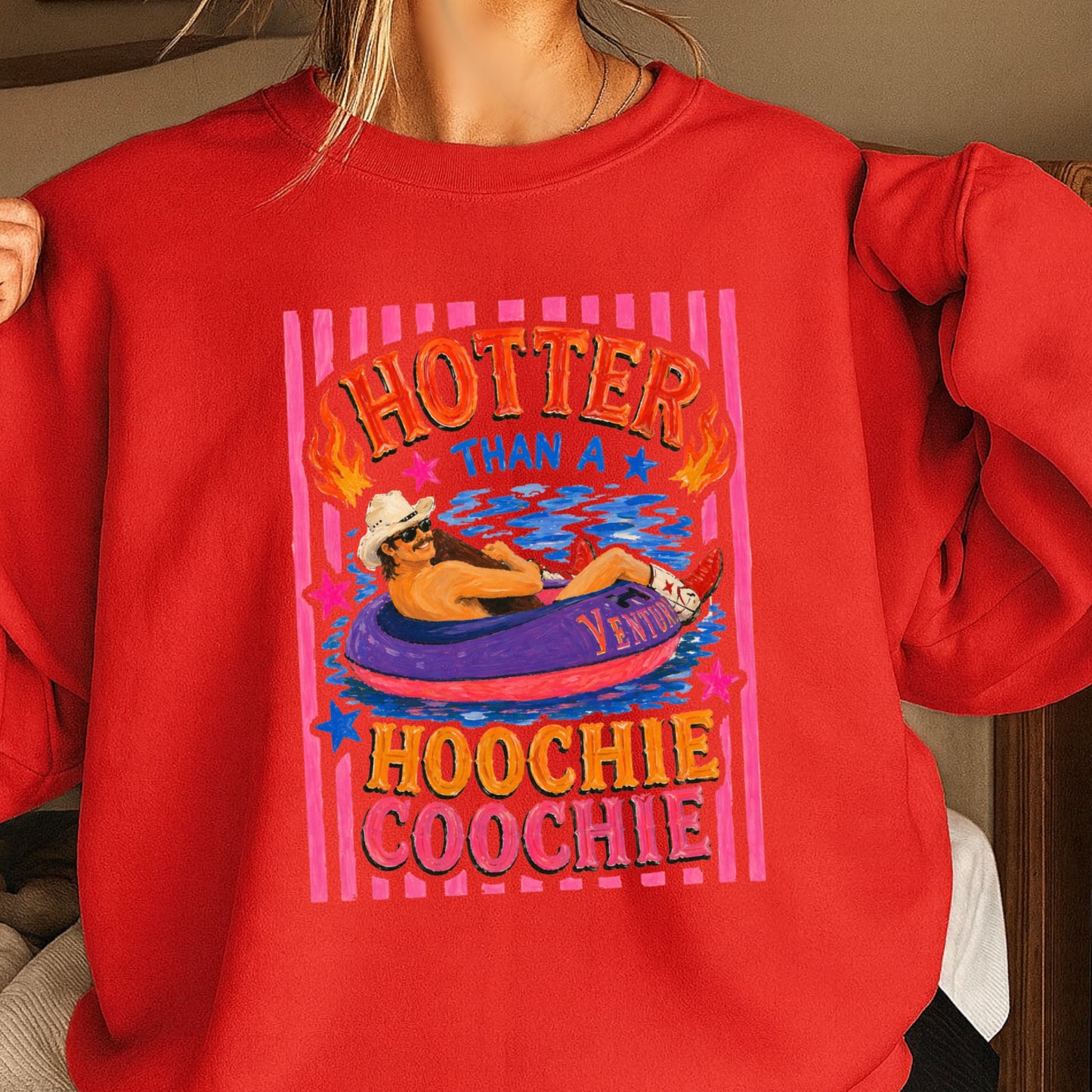 Hotter Than A Hoochie Coochie  Crewneck Sweatshirt