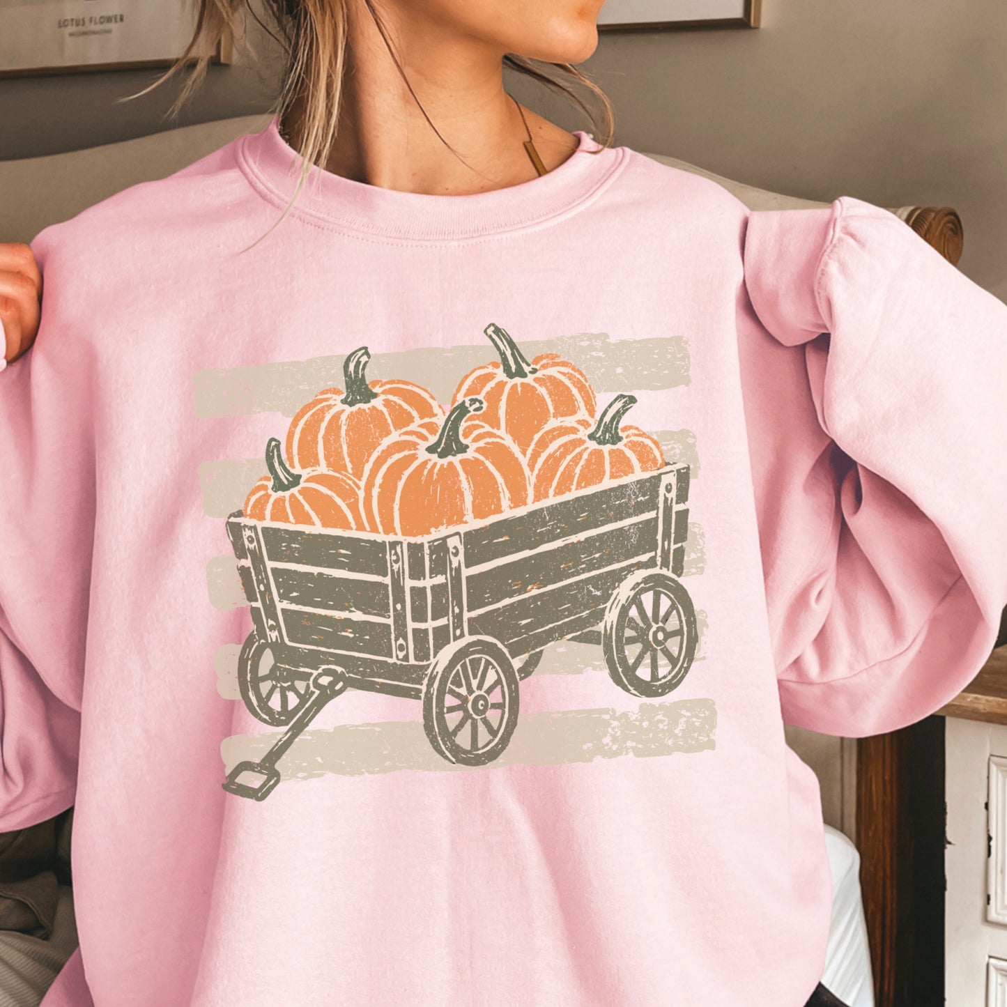 Pumpkin Wagon Fall Crewneck Sweatshirt