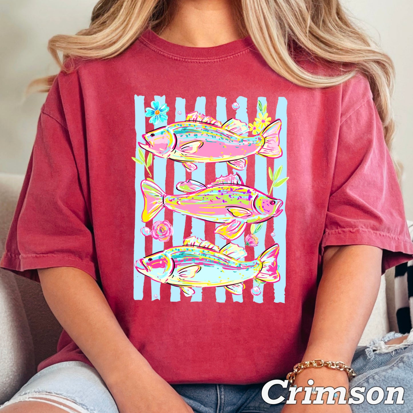 Fish Trio Comfort Color Graphic Tee