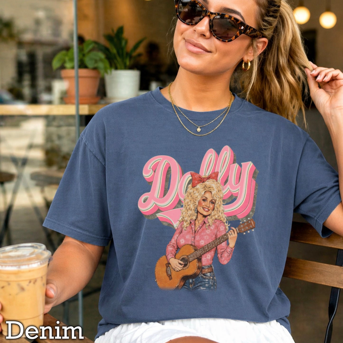 Pink Dolly Guitar Comfort Color Graphic Tee
