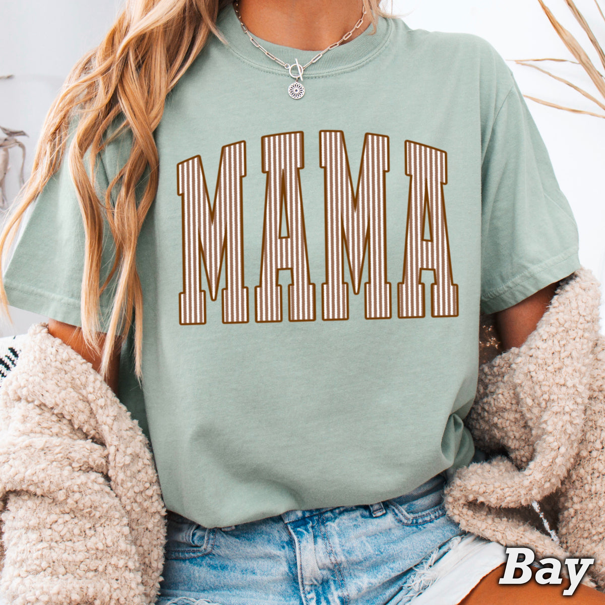 Mama Brown Seersucker Comfort Color Graphic Tee