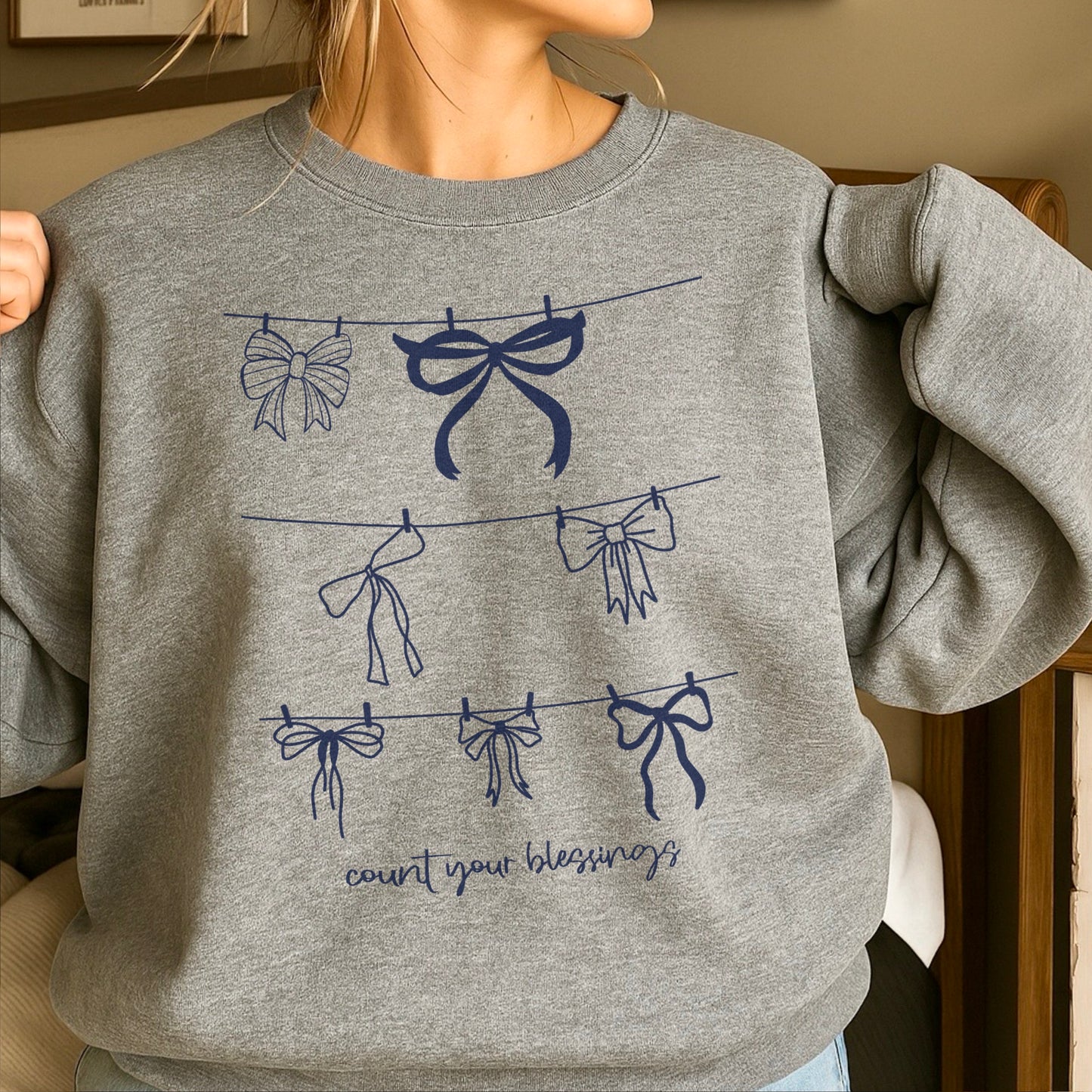 Count Your Blessings Christian Crewneck Sweatshirt