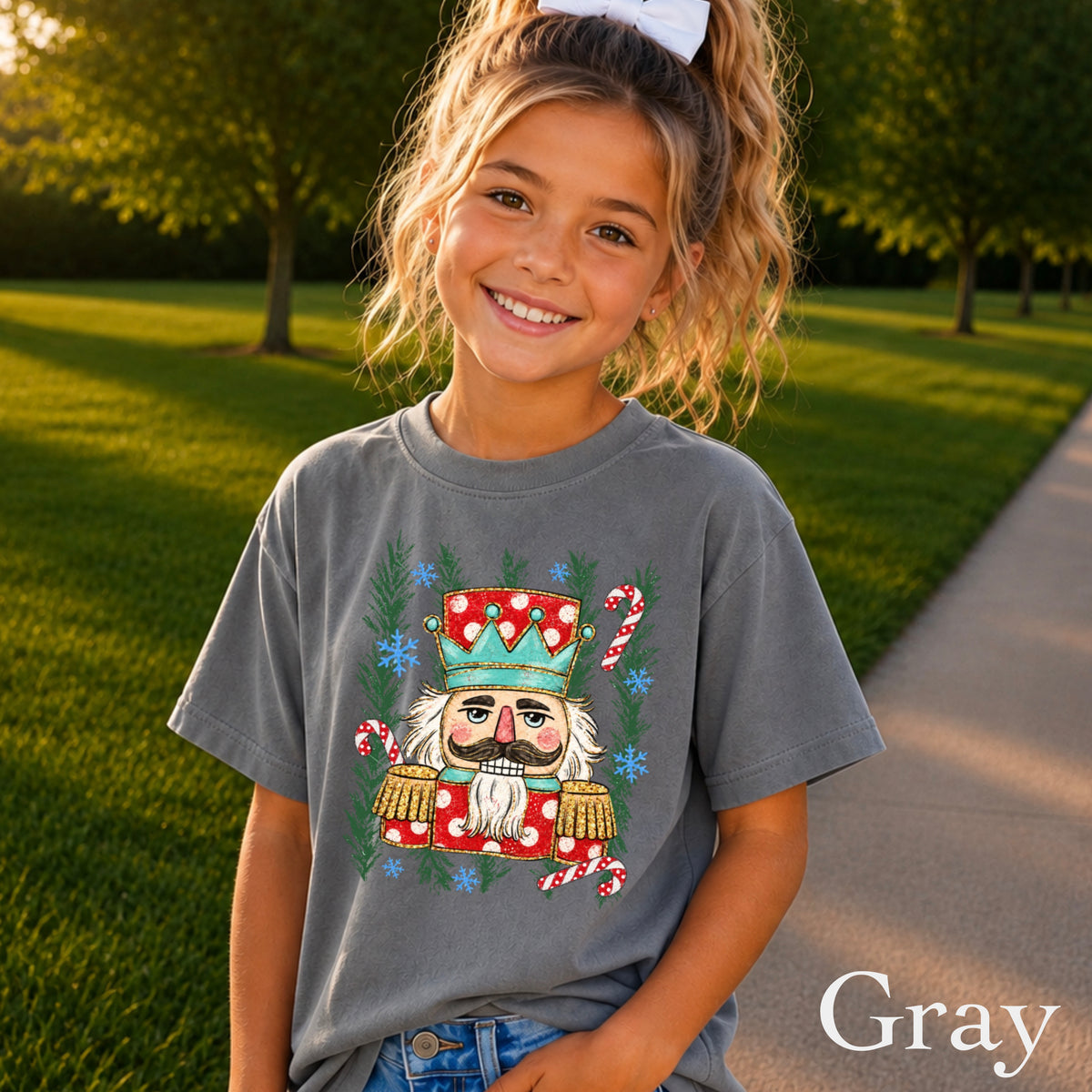 Preppy Nutcracker Christmas Youth Comfort Color T-Shirt