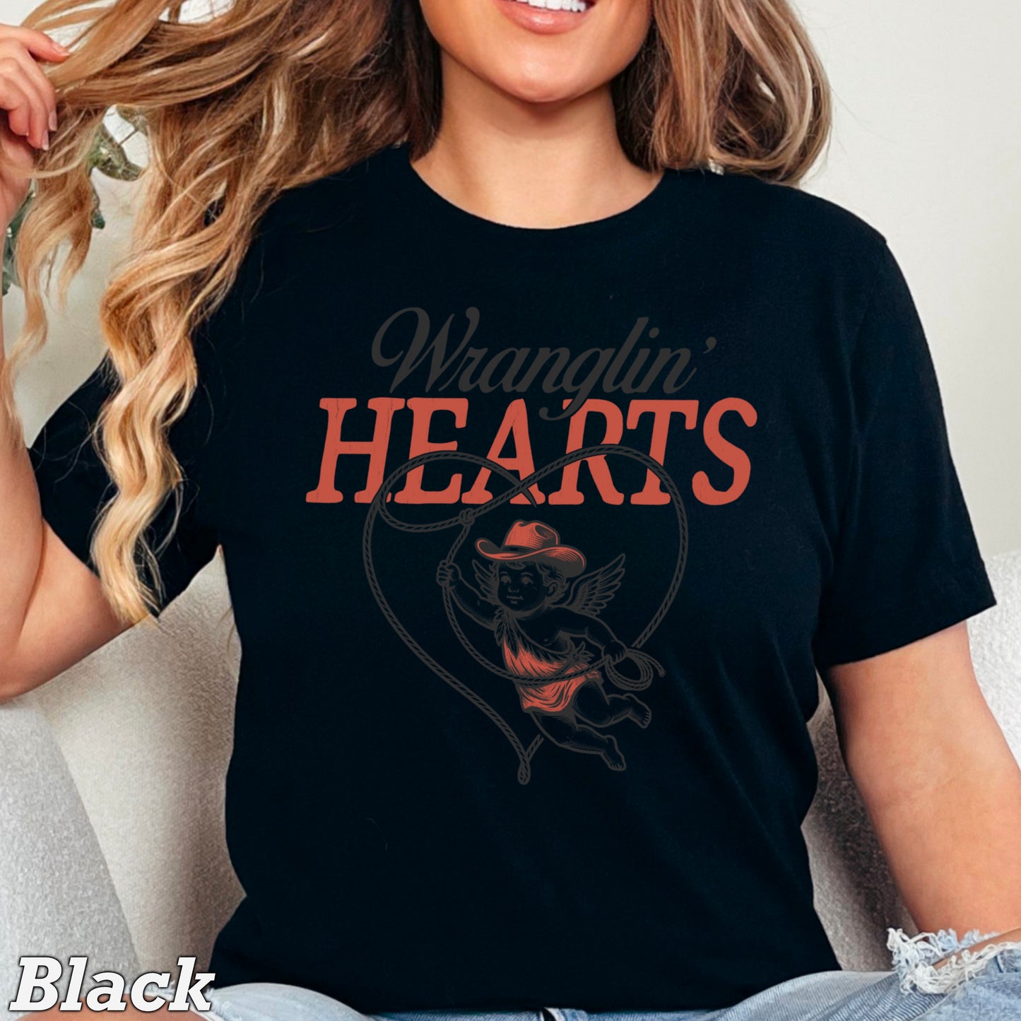 Wranglin Hearts Valentine’s Day Comfort Color Graphic Tee