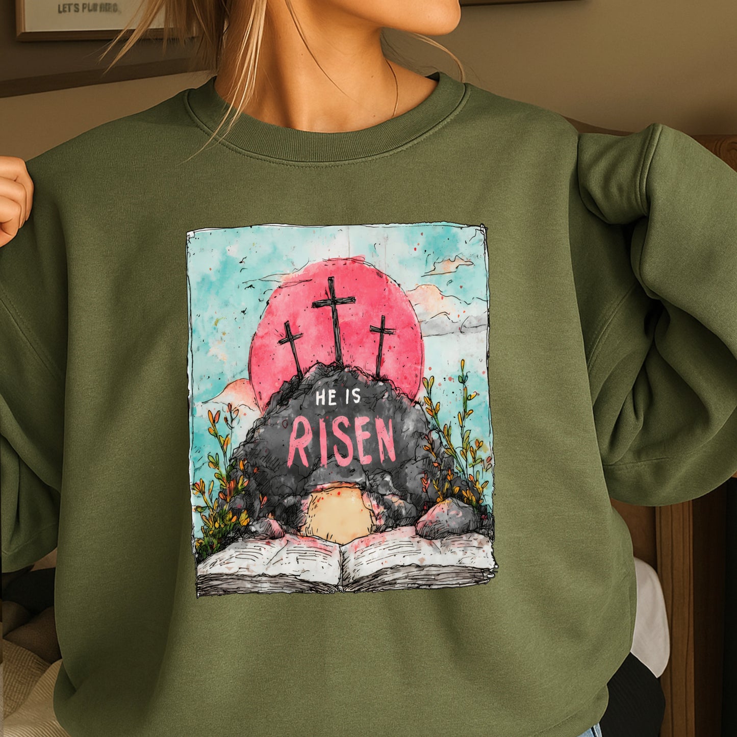 He Is Risen Easter Crewneck Sweatshirt