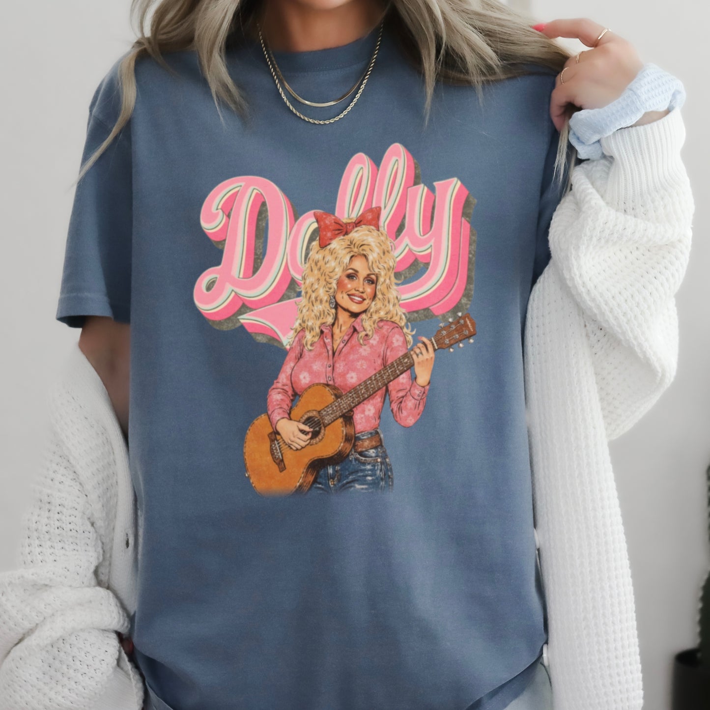 Pink Dolly Guitar Comfort Color Graphic Tee
