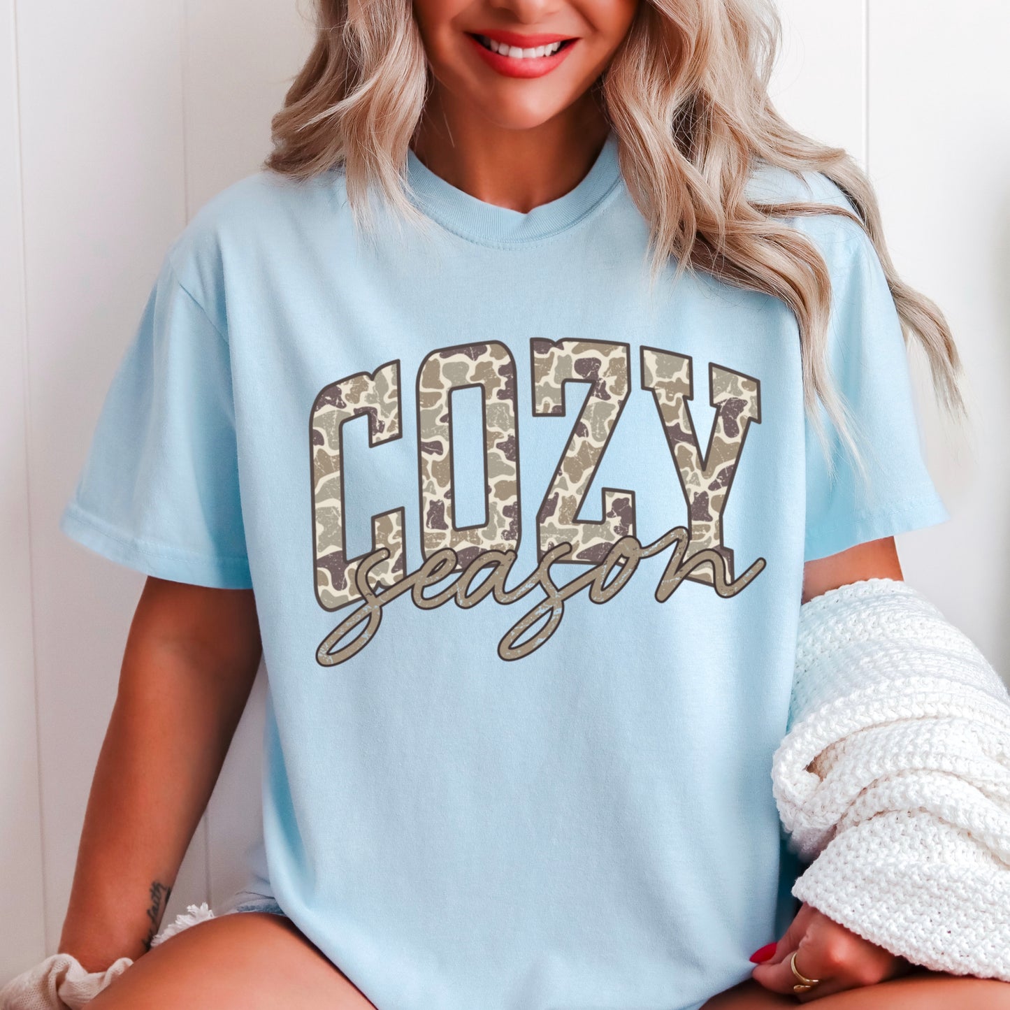 Camo Cozy Season Comfort Color Graphic Tee