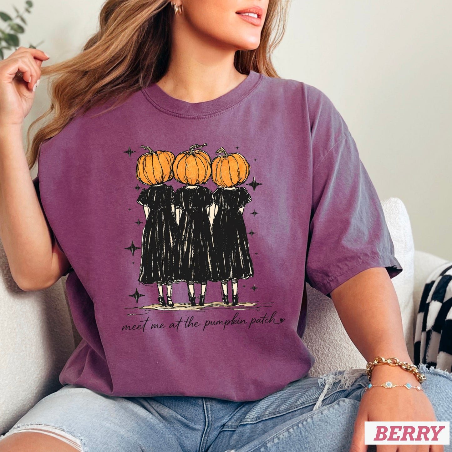 Meet Me At The Pumpkin Patch Halloween Comfort Color Graphic Tee