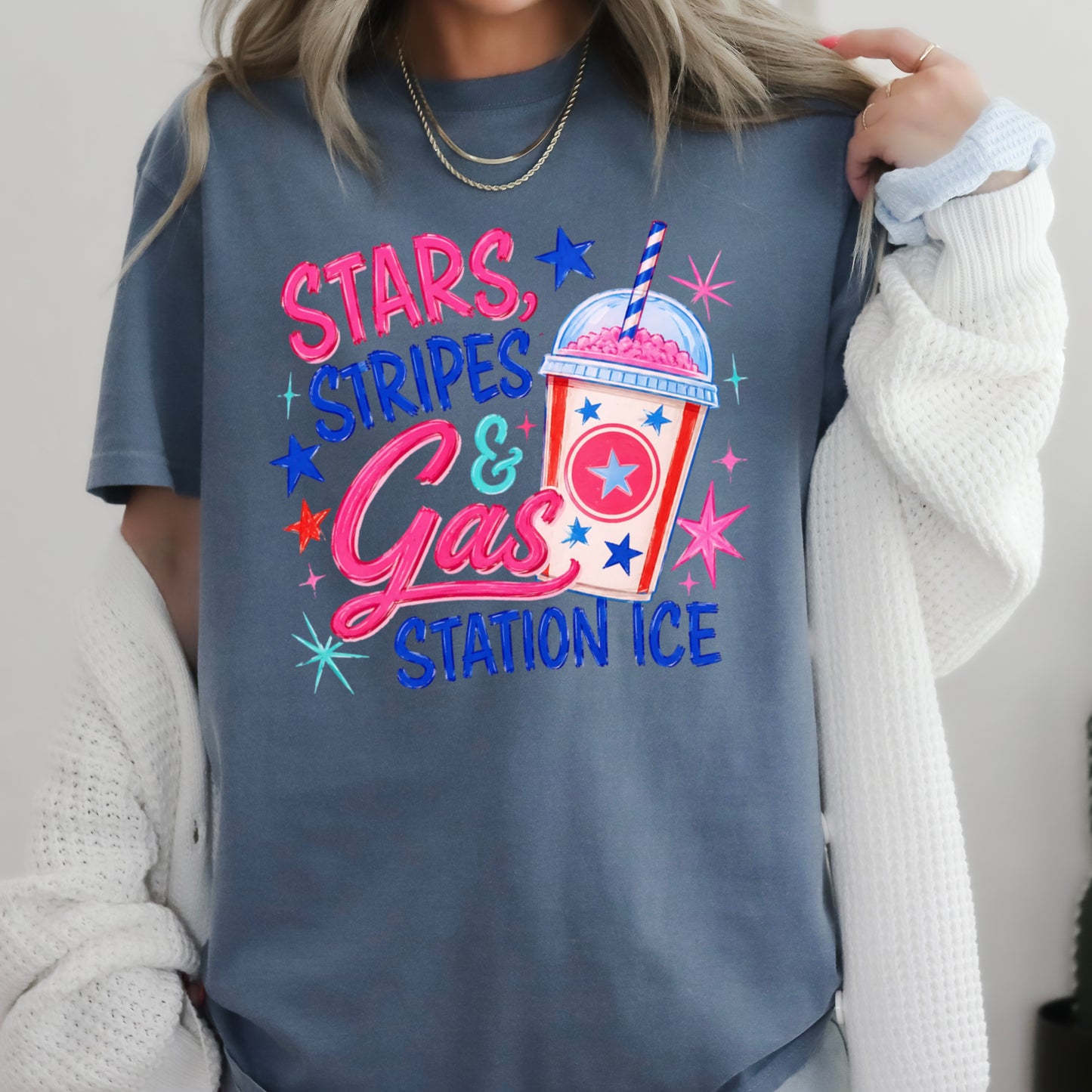 Stars Stripes & Gas Station Ice Comfort Color Graphic Tee