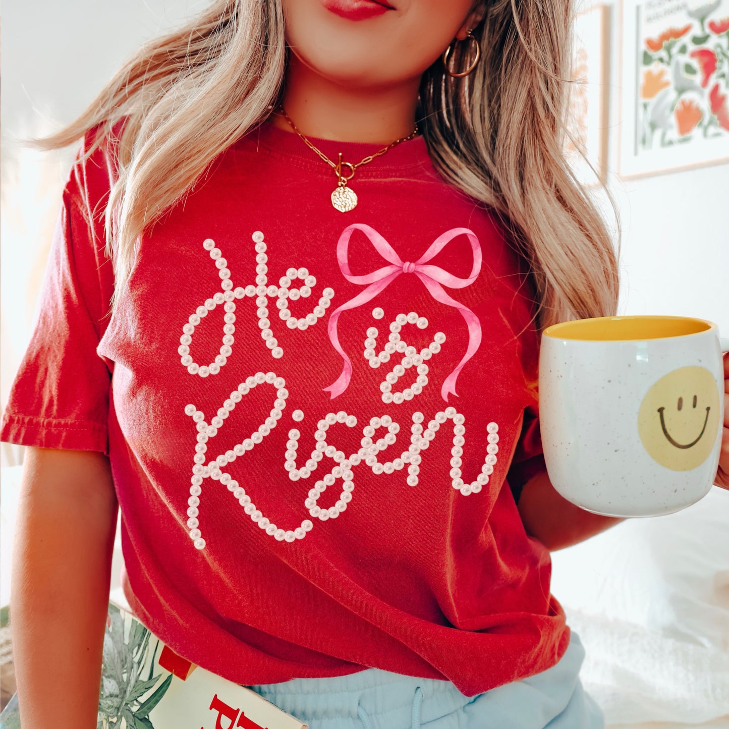 He Is Risen Easter Comfort Color Graphic Tee