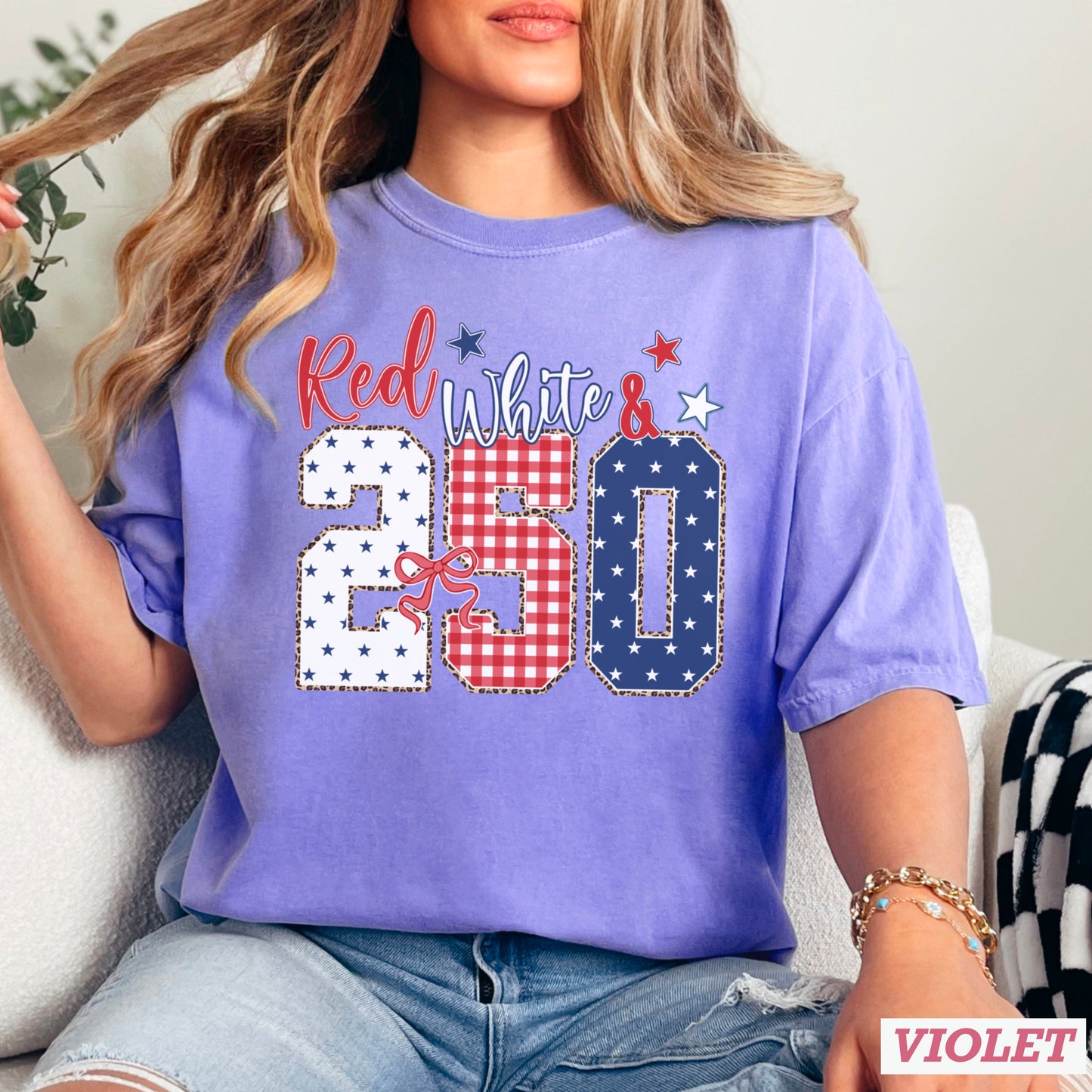Red White & 250 Patriotic Comfort Color Graphic Tee