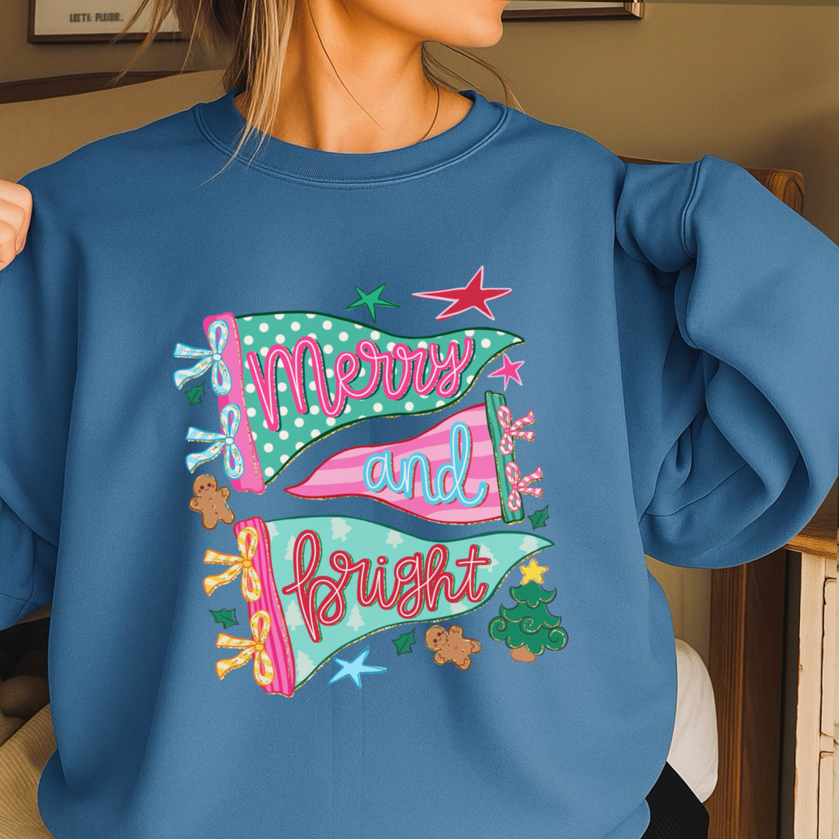 Merry And Bright Christmas Crewneck Sweatshirt