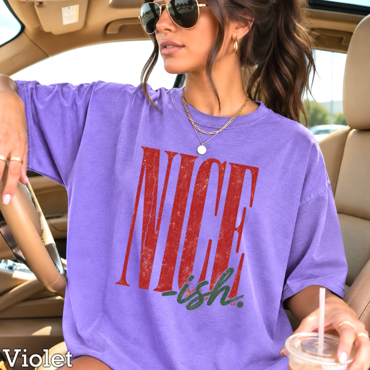 Nice -ish Christmas Comfort Color Graphic Tee