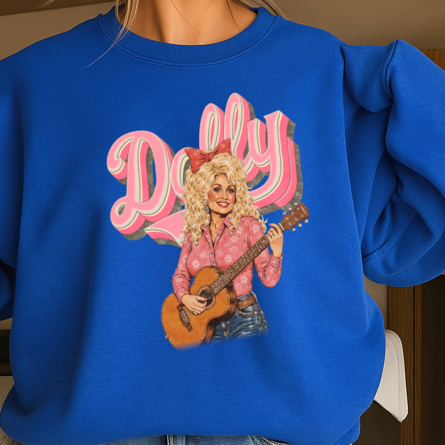 Pink Dolly Guitar Crewneck Sweatshirt