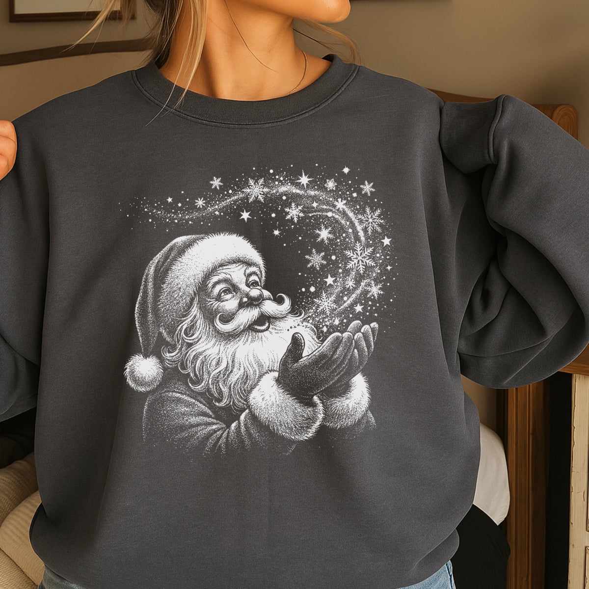 Santa Snowflakes Christmas Crewneck Sweatshirt