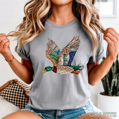 Faux Rhinestone Mallard Duck Comfort Color Graphic Tee