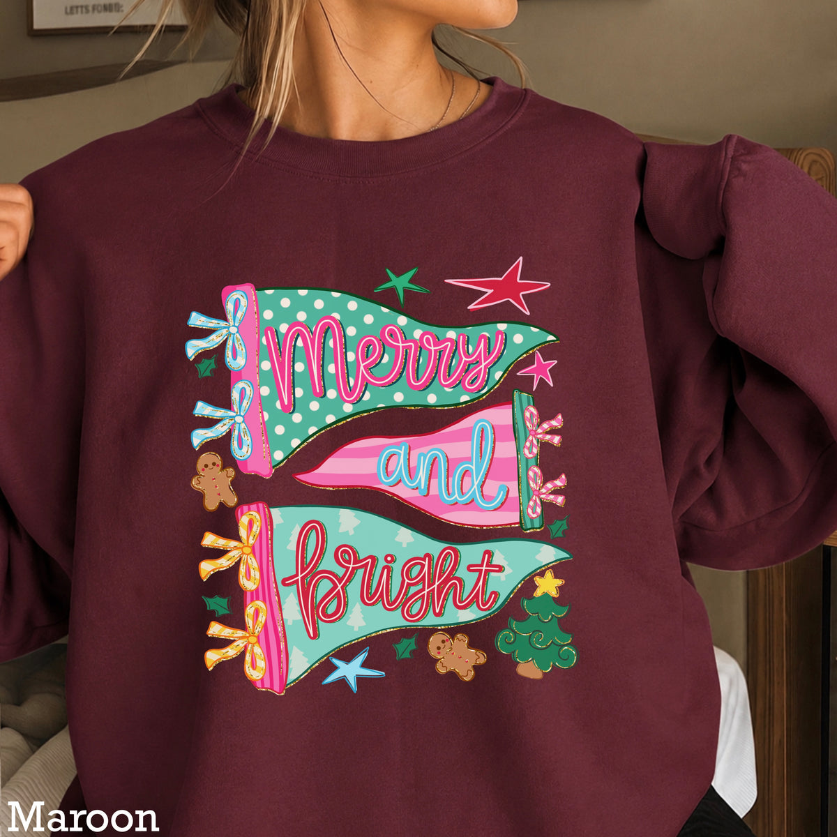 Merry And Bright Christmas Crewneck Sweatshirt